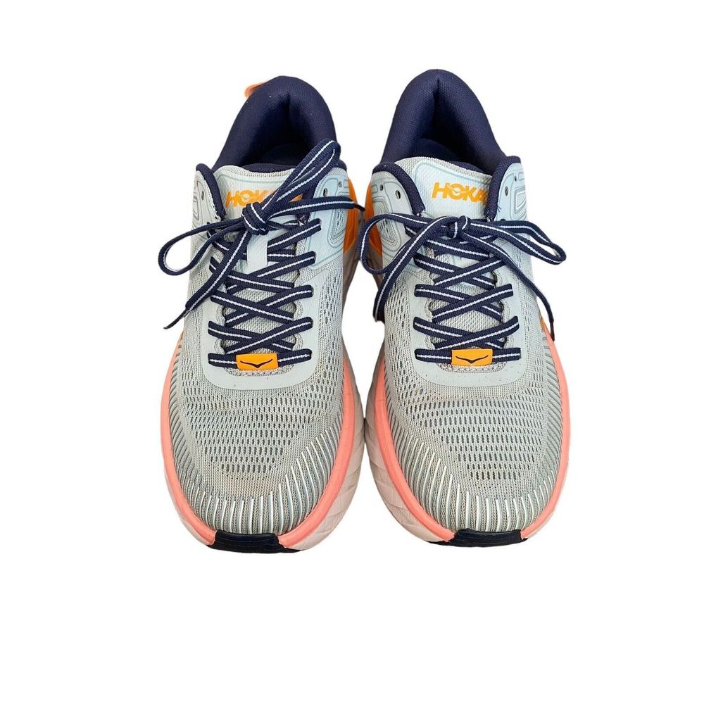 Hoka One One Womens 8.5 Bondi 7 Running Walking Cushion Comfy Workout Blue Shoes - Picture 2 of 13